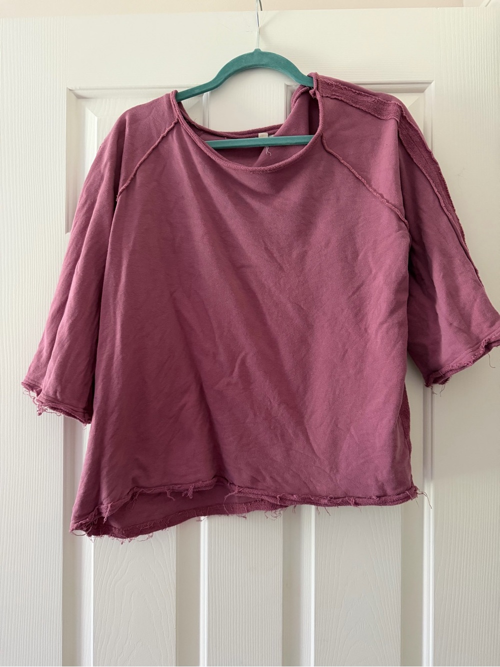 Women's Washed Mauve Raw-Hem Boxy sweatshirt Top